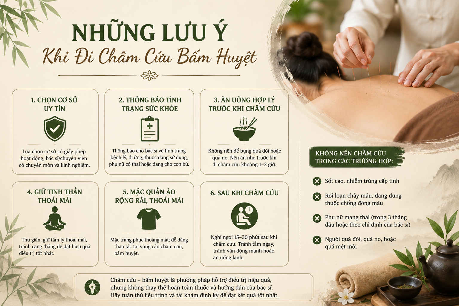 Châm Cứu Bấm Huyệt Xã Đàn - Lưu ý khi sử dụng dịch vụ