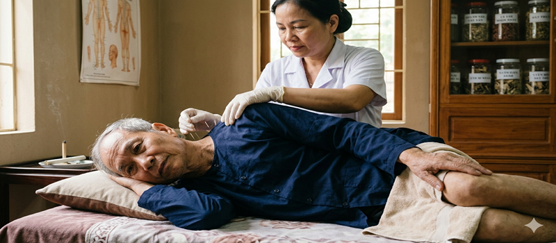 Bác sĩ châm cứu bấm huyệt Tô Ngọc Vân giúp người già vận động linh hoạt