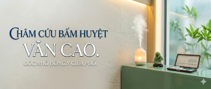 Banner quảng cáo dịch vụ châm cứu bấm huyệt Văn Cao Ba Đình sang trọng