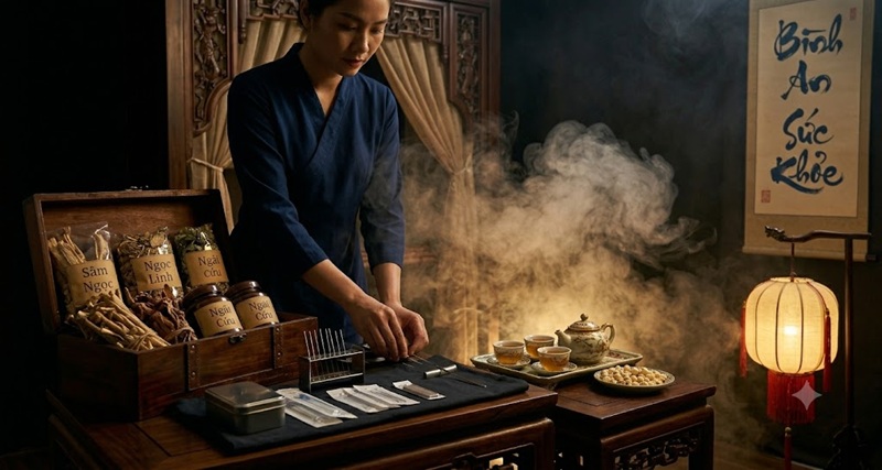 Không gian châm cứu Đông y thư giãn