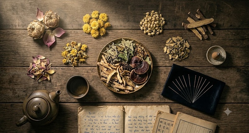 Hình ảnh thảo dược Đông y nghệ thuật tại Ông Ích Khiêm Ba Đình