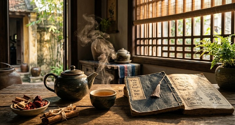 Không gian Đông y với trà thảo dược thư giãn
